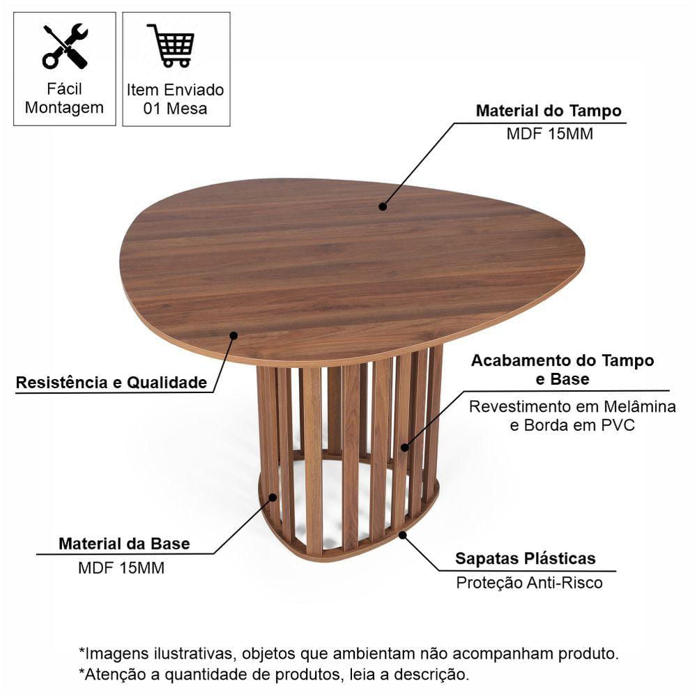 Mesa de Jantar Orgânica 4 Lugares 120x118cm Noronha Straub