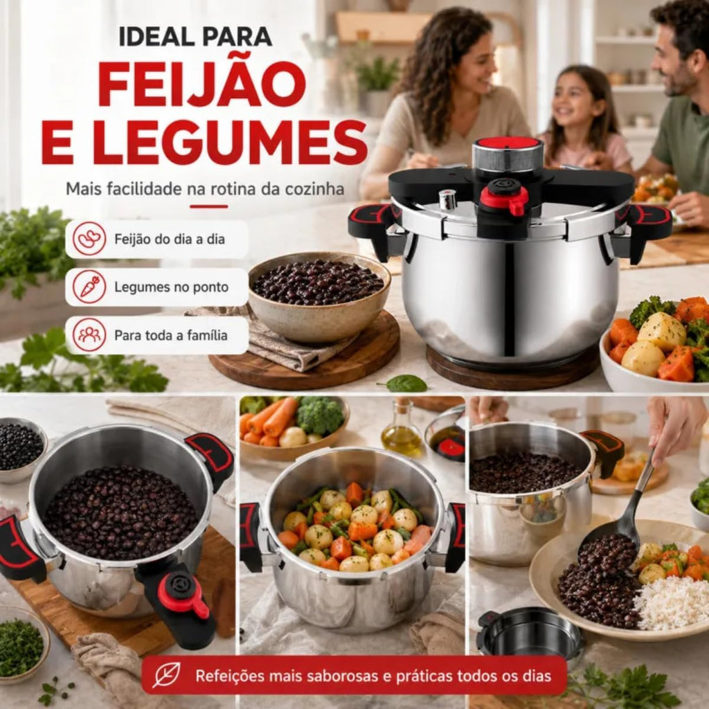 Kit Panelas de Pressão TurboAço Inoxidável Marmor Decor