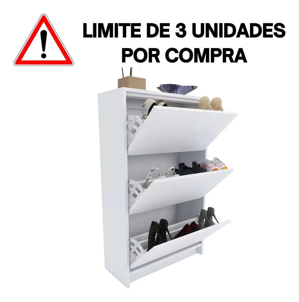 Sapateira 3 Portas Basculantes Compacta 65cm 