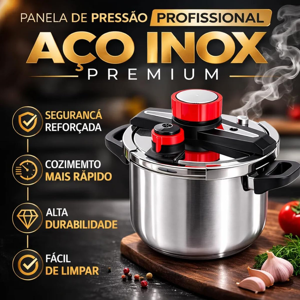 Kit Panelas de Pressão TurboAço Inoxidável Marmor Decor